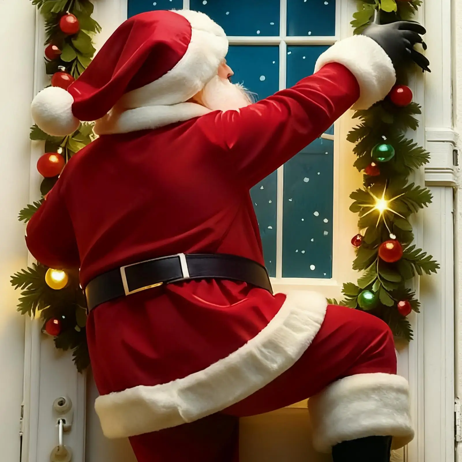 Christmas Door Decorations 2D Santa Claus Polyester Christmas Background Santa Claus Front Door Cover For Kitchens Nursery