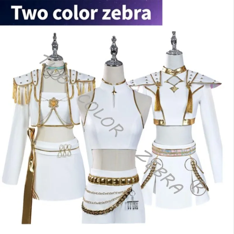 

Rumi Mira Zoey Kpop Dämon Huntrix Cosplay Kostüm Perücke Anzug Schwarz Weiß Cos Superstar disfraz mujer Vollen Satz Halloween