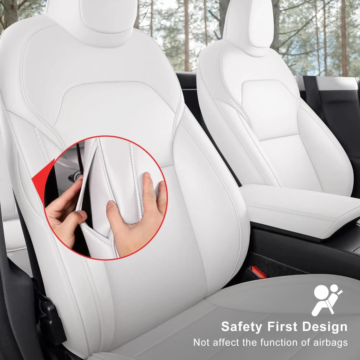 

Seat Covers for New 2025-2026 Tesla Model Y Juniper Nappa Leather Car Interior Seat Airbag Compatible Cushion Cover Full Set