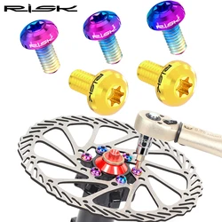 RISK RT013 M5x10mm Bicycle Disc Brake Rotor Fixing Bolts TC4 Titanium Bicycle MTB Road Bike Ultralight Brake Screw Cycling Parts