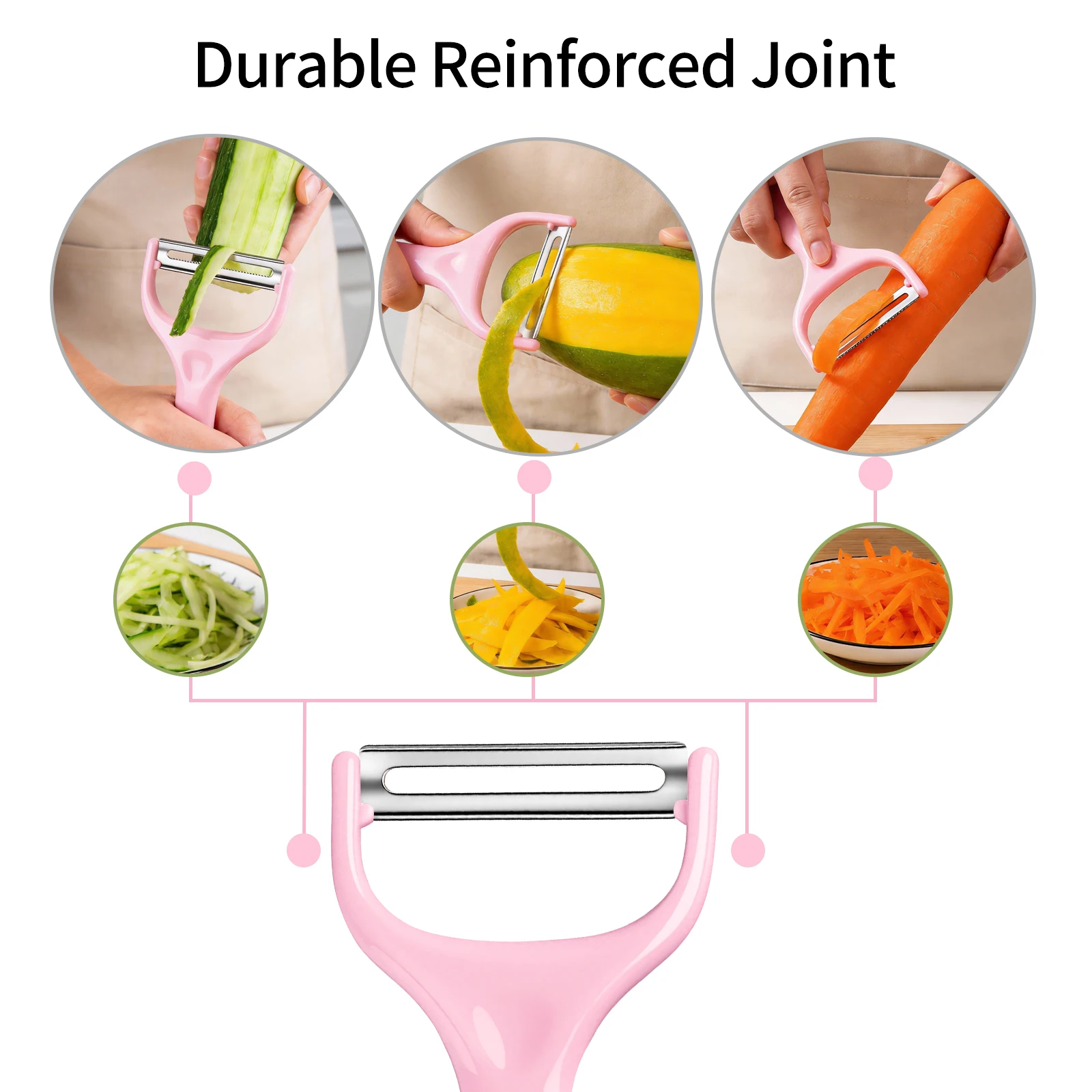 Multifunctional Stainless Steel Peeler&Grater Set–Y Shaped Peeler for Fruit&Vegetable|Julienne,Slice,Shred with Non-Slip Peeler
