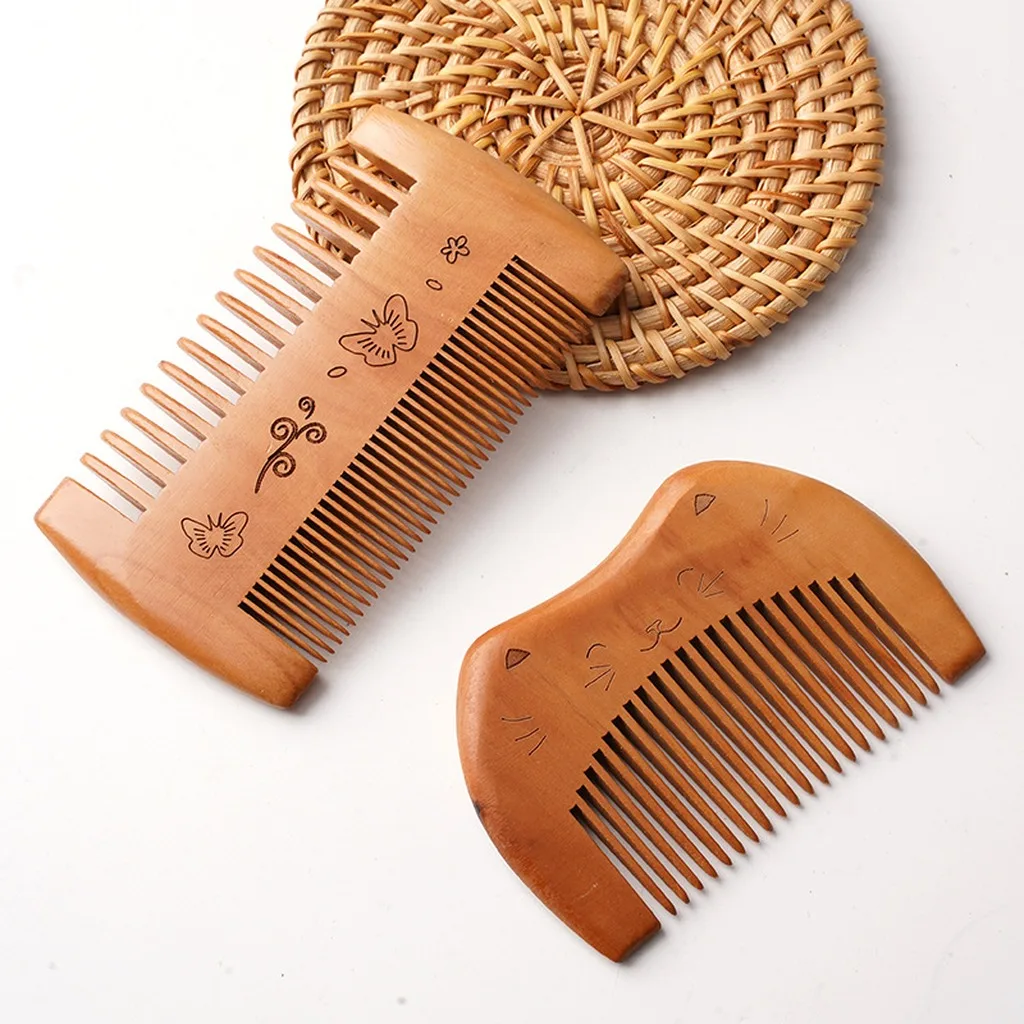 Wooden Hair Comb Compact Fine Tooth Comb Double-Sided Lice Comb  For Women Outdoor Use Home Use