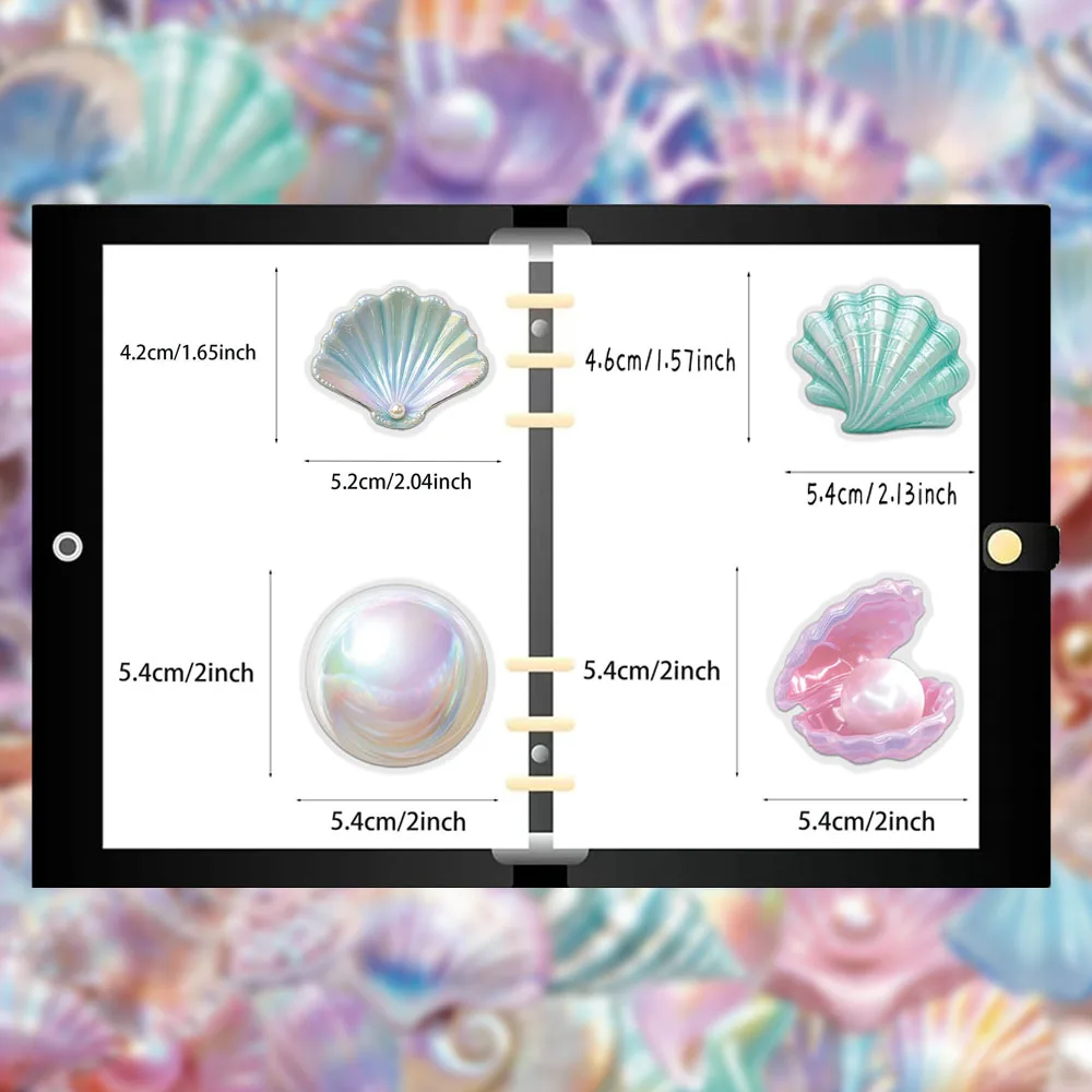 50PCS Creative Shell PET Transparent Material Stickers Envelope Sealing Stickers Mobile Phone Case Decorative Stickers image 3