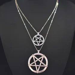 1Pc Witchcraft Satan Pentagram Lucky Amulet Pendant Women Necklaces Wicca Star Pentacle Grunge Statement Men Collares Jewelry