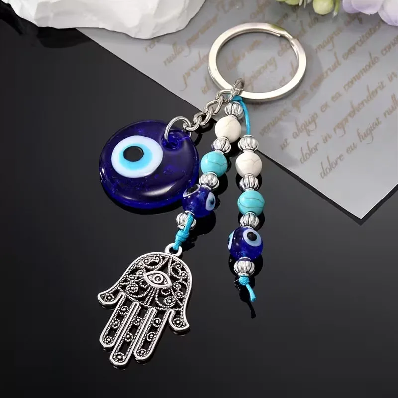 Evil Eye Hamza Hand Schlüsselanhänger aus Legierung, Glücksbringer für Geldbörsen und Rucksäcke, Schmuck für Damen und Herren als Geschenk – Detail 2