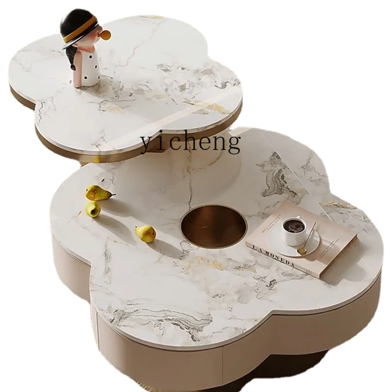 

Affordable Luxury Style Coffee Table Home Living Room Stone Plate Size Combined Tea Table