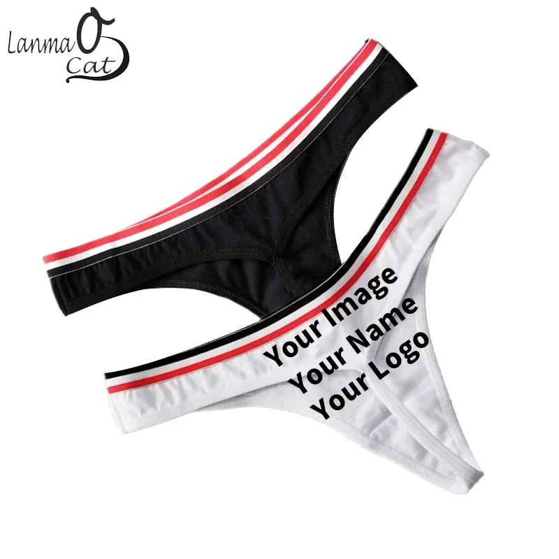 Sexy G String Panty Women Custom Design Print Logo Picture G String Underwear Female Cotton DIY Panty