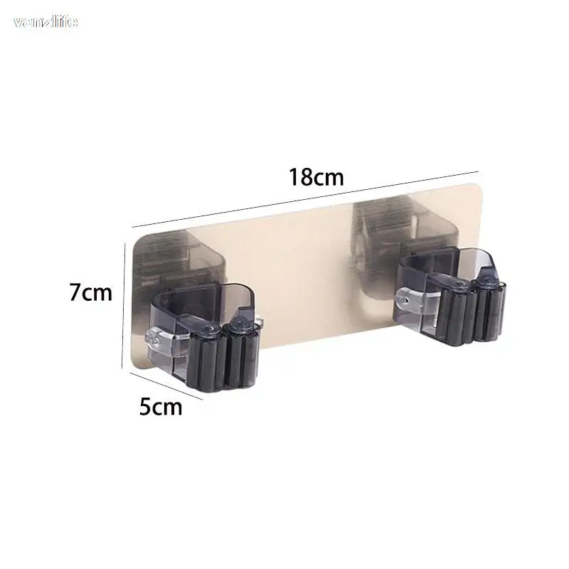 رف ممسحة الحمام من Vanzlife مقاوم للماء بدون خياطة وخالي من اللكمات وصف مزدوج مثبت على الحائط ومشبك خطاف ممسحة لاصق للتخزين