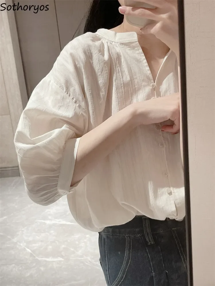 Shirts Women Solid Daily All-match Creativity Special Elegant Prevalent Korean Style Seductive Simple Comfort New Ladies Temper