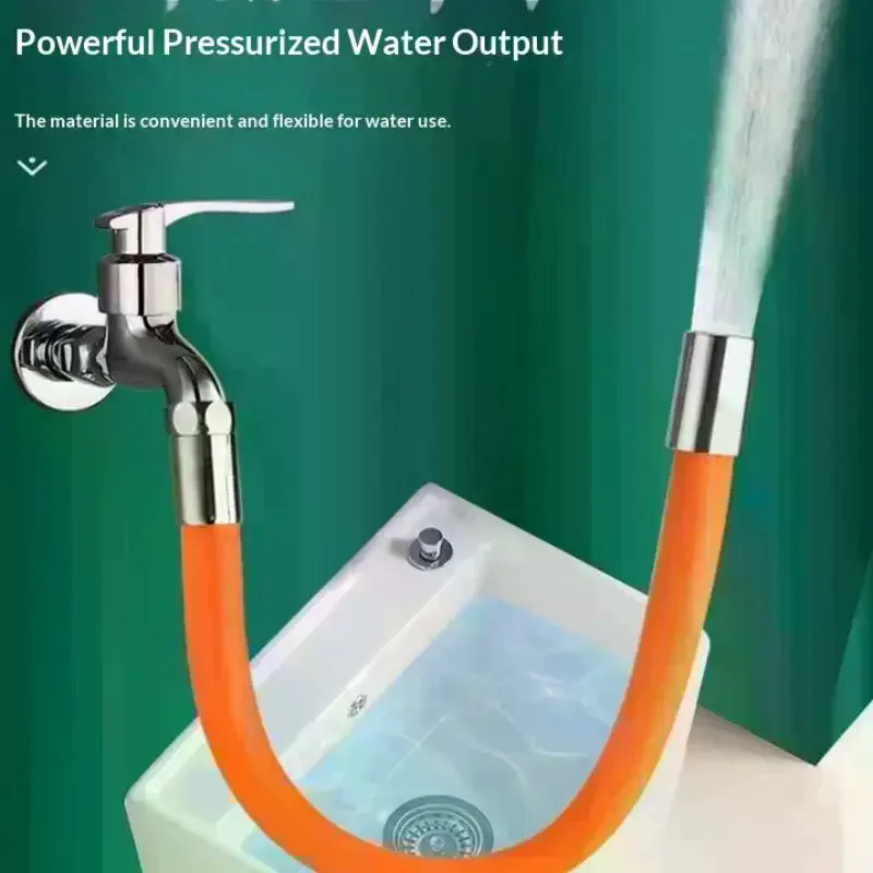 20/30/50CM Universal Kitchen Orange Faucet Extension Hose Bathroom 360° Rotation Bending Faucet Extender Wash Basi Bathroom