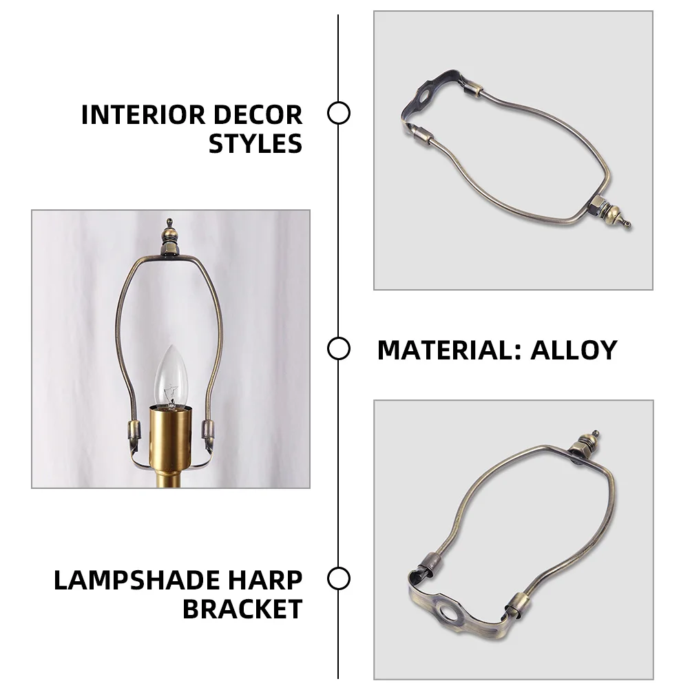 

2pcs Shade Holder Bracket Lamp Harp Kit For Table Floor Lamp Repair Replacement Parts Durable Metal Harp Adapter Lighting