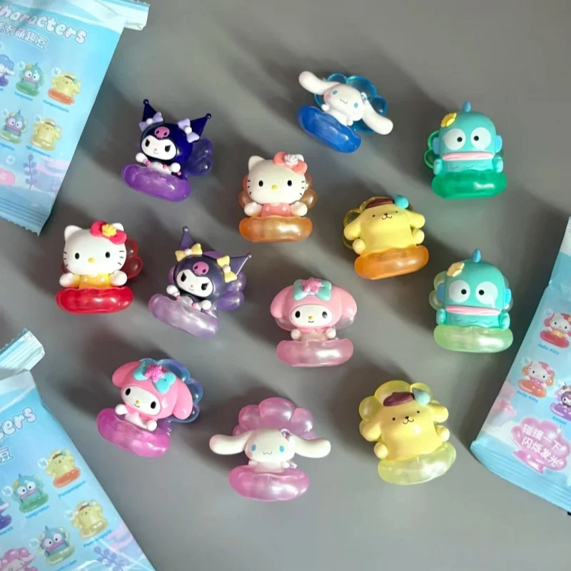 

Genuine Sanrio Family Pearlescent Shell Series Hangyodon My Melody Cinnamorol Kuromi Pom Pom Purin Trendy Collectible Figurines