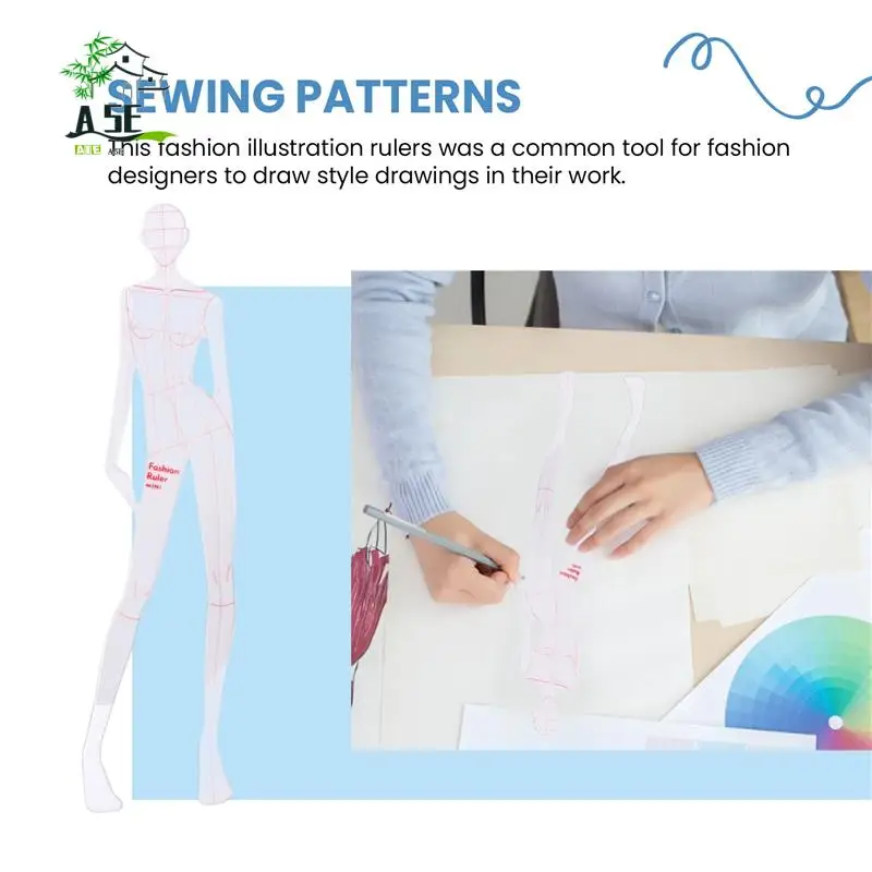 

A05E-Fashion Illustration Rulers Sketching Templates Ruler Sewing Humanoid Patterns Design Clothing Measuring