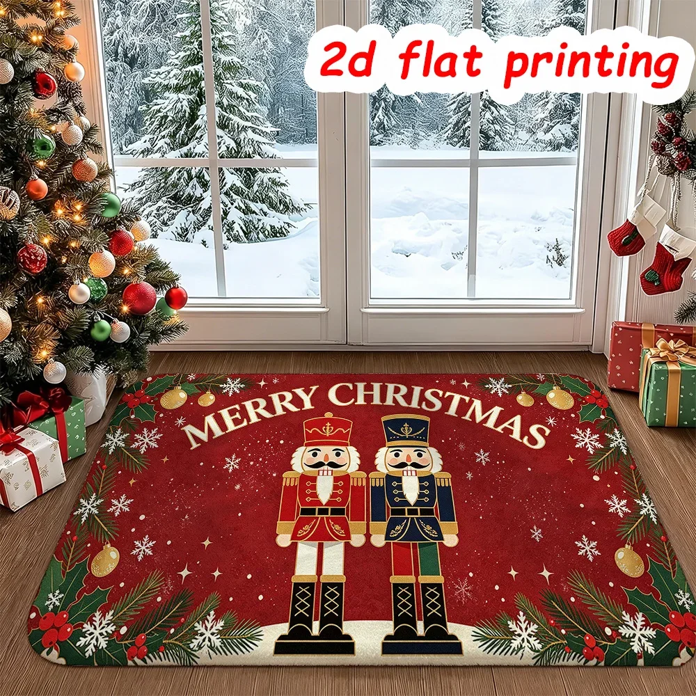 Classic Nutcracker Area Rug Ballet Dancer Mouse King Floor Mat Gorgeous Christmas Tree Welcome Rug Room Entrance Doormat