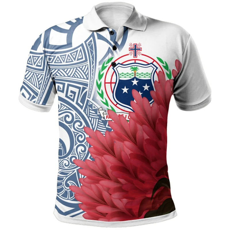 Fashion Hawaiian 3D Printed Polo Shirts Men Polynesian Graphic Golf Polo Fashion Short Sleeves Tops American Samoa Tee Shirts