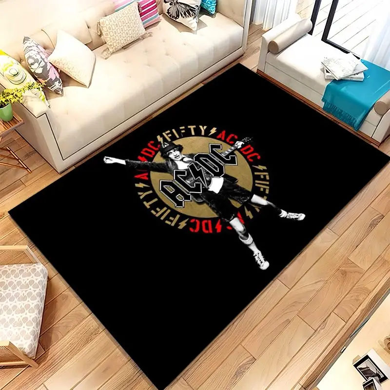 Fashion ACDC Rock Band Sign Catoon Living Room Non-Slip Area Rug Soft Carpet for Bedroom  Playroom Sofa,Home Decor Doormat