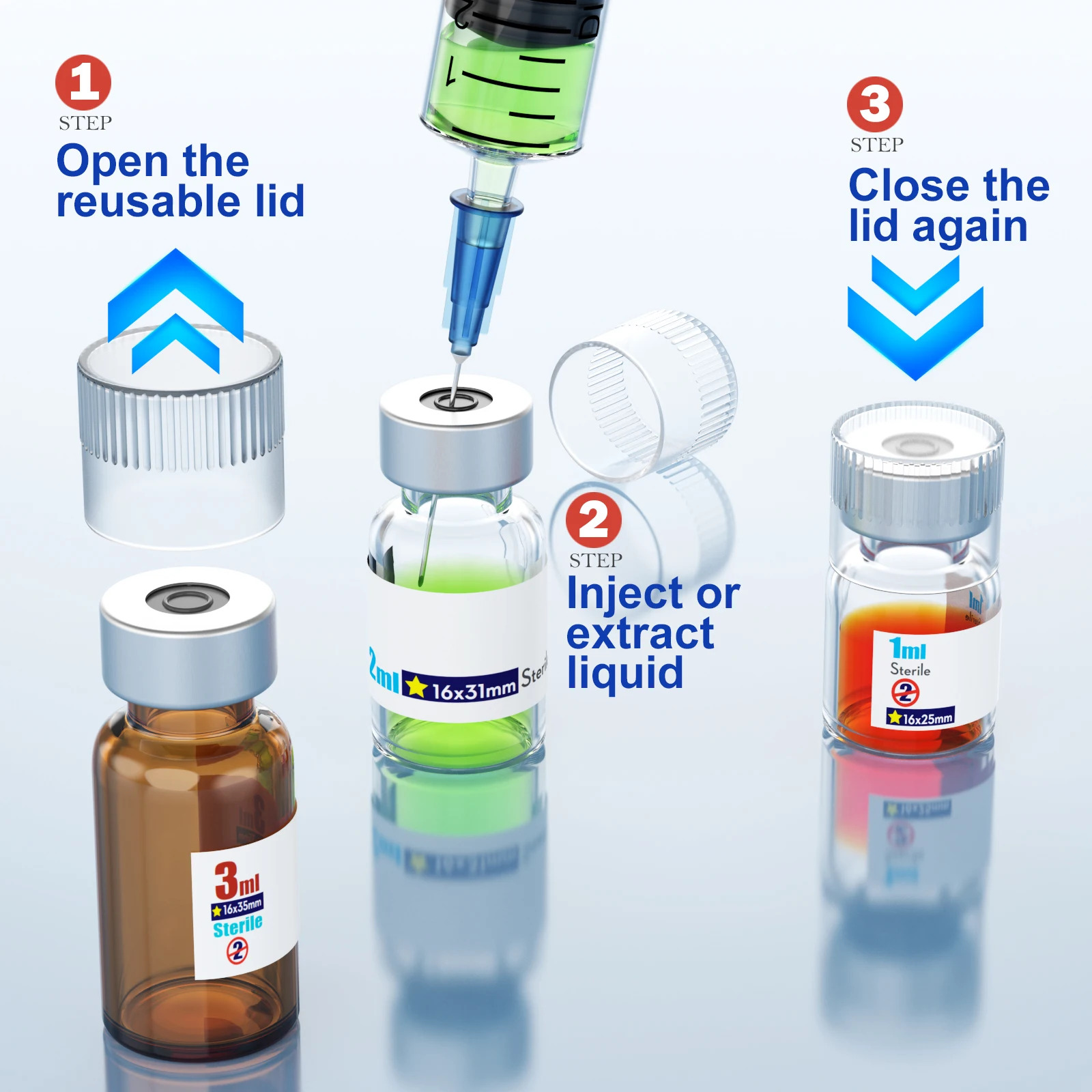 13MM/20MM  Clear Reuse Plastic Caps For 13MM/20MM Vial,100 Pcs