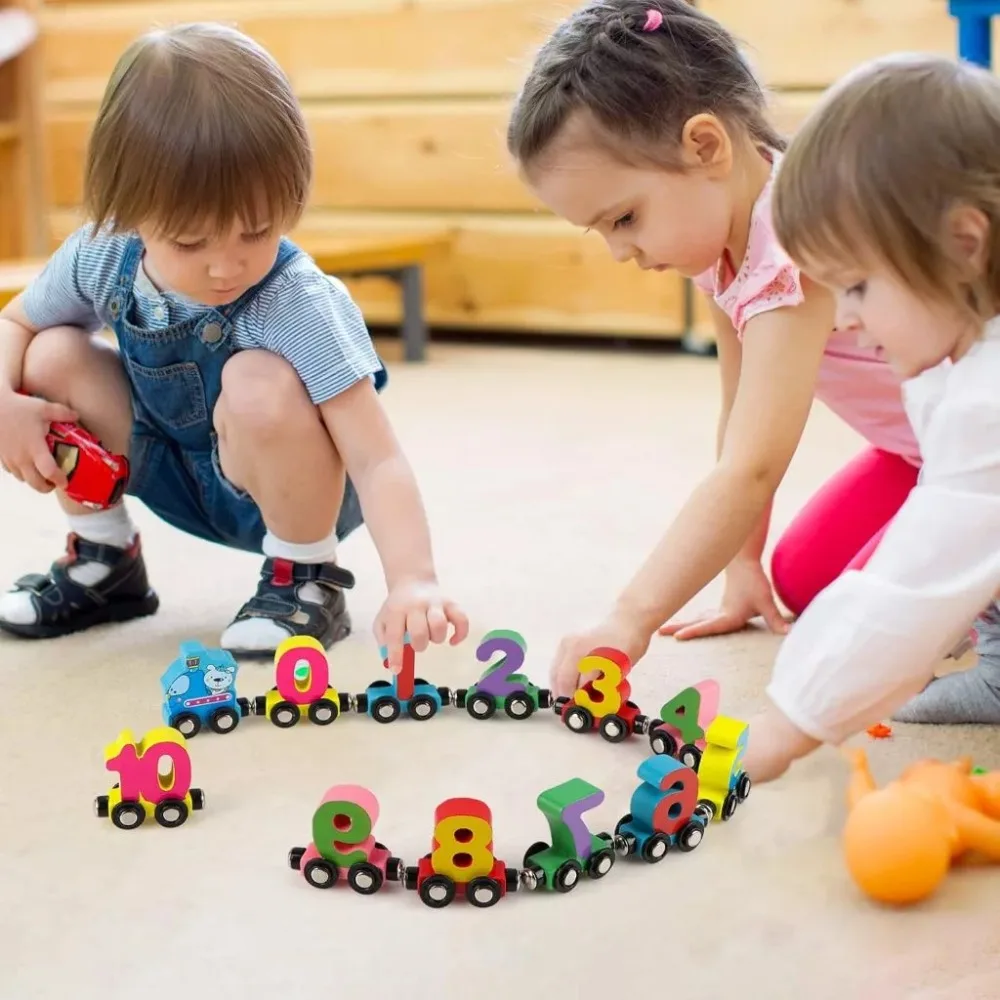 1set 0-10 Number Digital Train Toys Colorful Magnetic Early Educational Toys Digital Train Track Assembly Number Train Set
