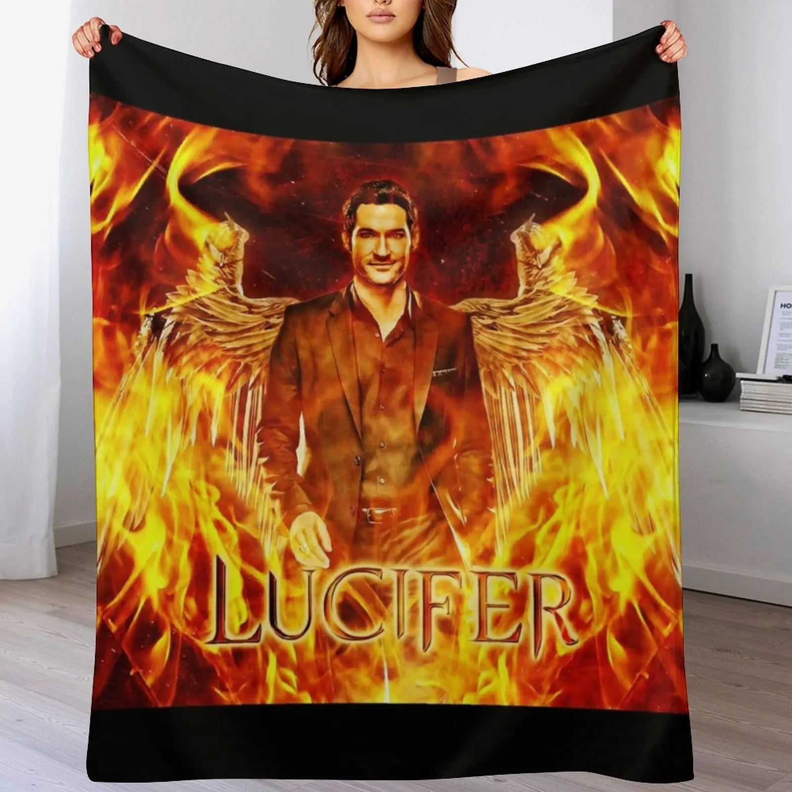 

Lucifer Fire Design Throw Blanket Weighted Large Retros Flannel Blankets