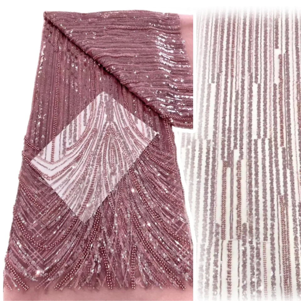 

Nigerian Tulle Lace Fabric Elegant Sequins Beaded Lace High Quality African French Tulle Laces For Wedding Dress Sewing SZ1234