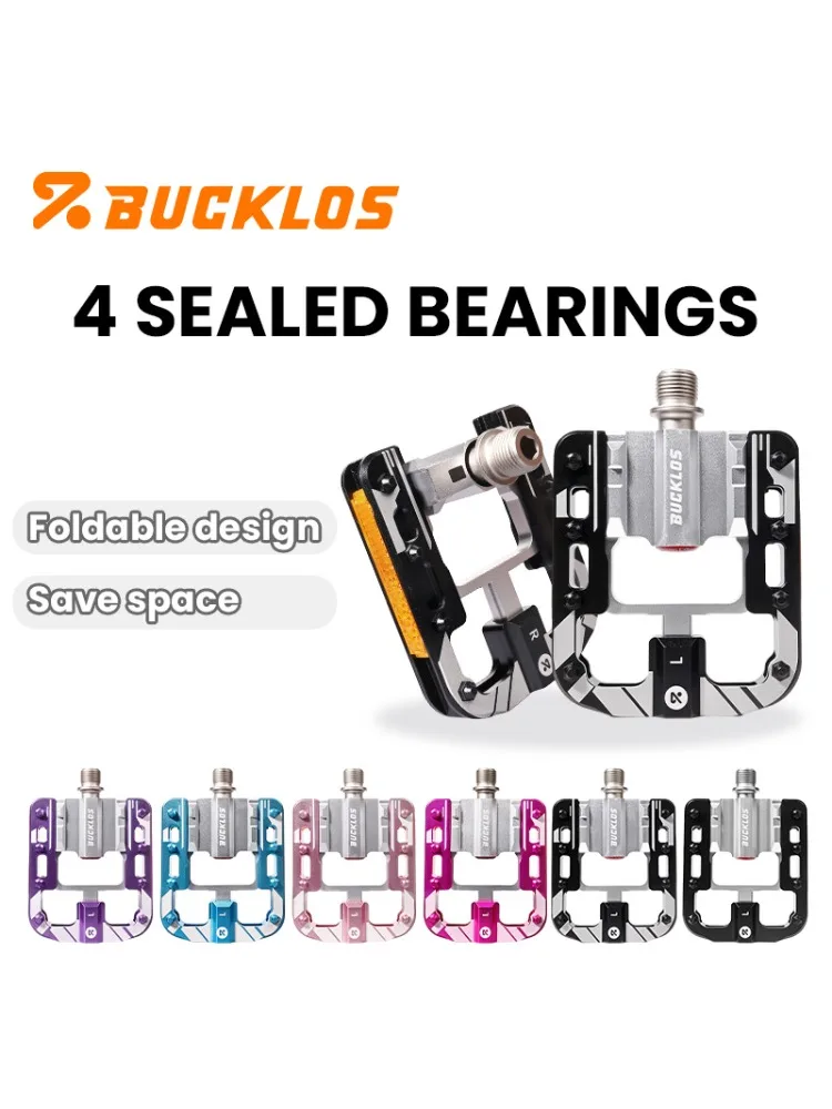 AliExpress BUCKLOS Folding Bike Pedal 4 Bearing Aluminum Alloy Foldable Bicycle Flat Pedals Lightweight Durable Road BMX Bike Flat Pedal