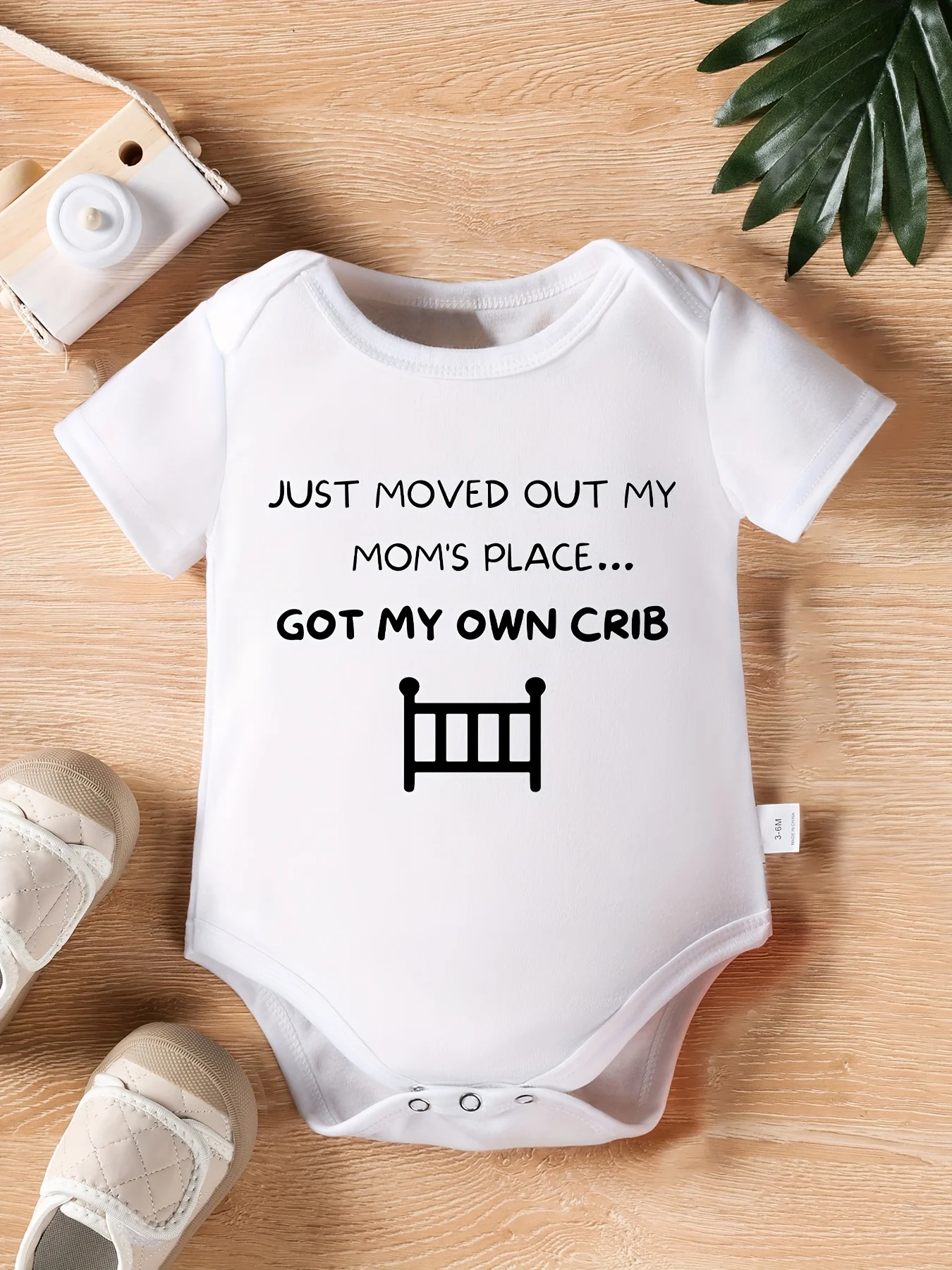 Baby Boys Girls Infant Triangle Romper Just Moved Out My Mom'S Place Got My Own Crib Letter Print Newborn Cute Short Sleep