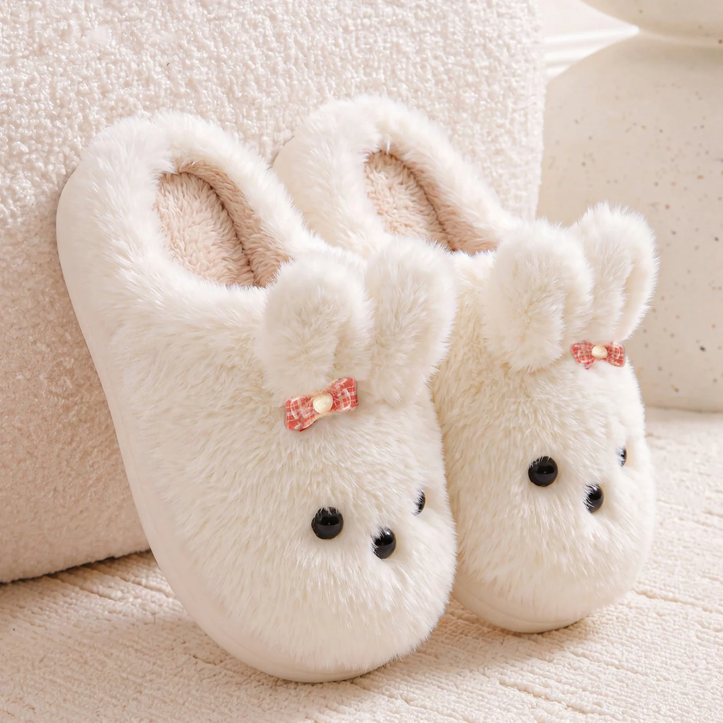 Home Decor Lovely Home - Kawaii Cartoon Rabbit Fluffy Plush Slippers