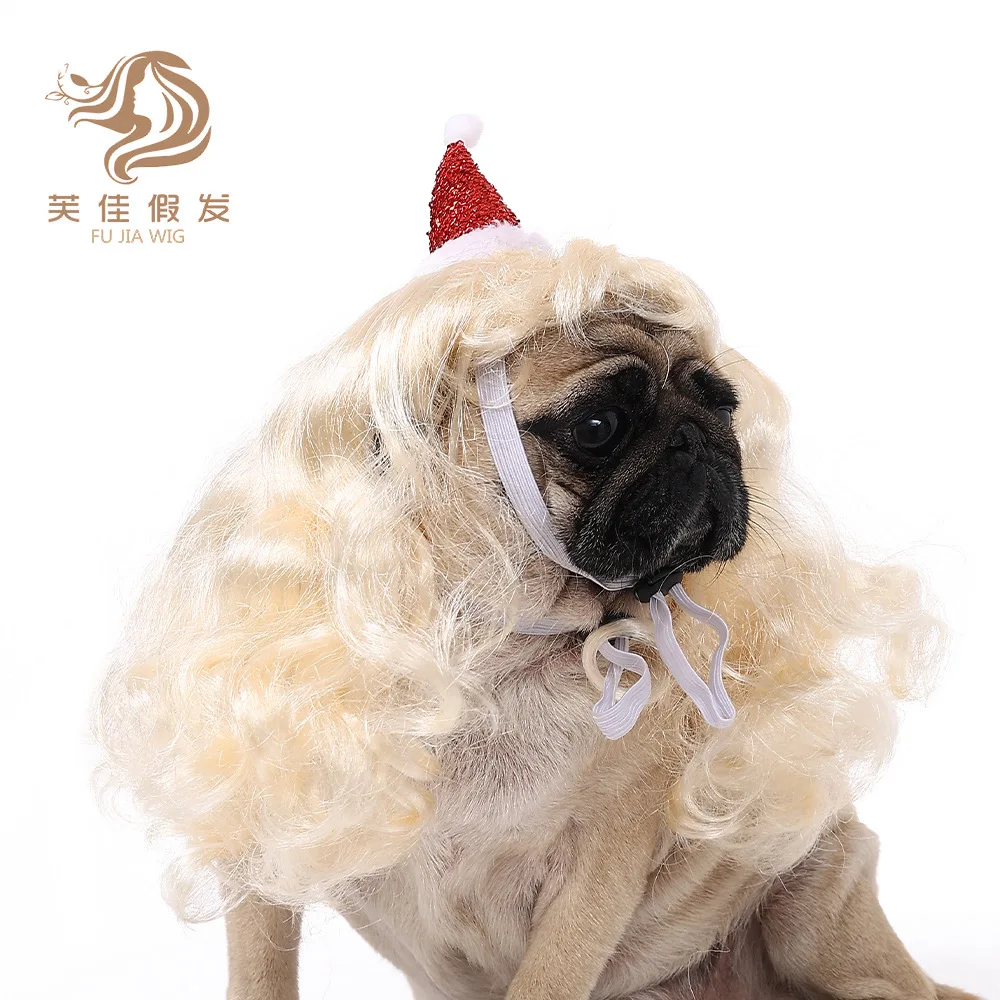 New Pet Wig Cat and Dog Universal Wig Pet Supplies Christmas Party Big Wave Curly Hair