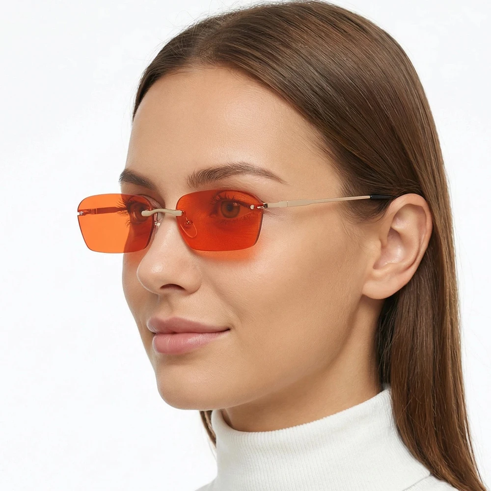 Fashion Rimless Sunglasses Men Women Classic Light Weight Sun Glasses For Male Luxury Rectangle Frameless Eyewear UV400