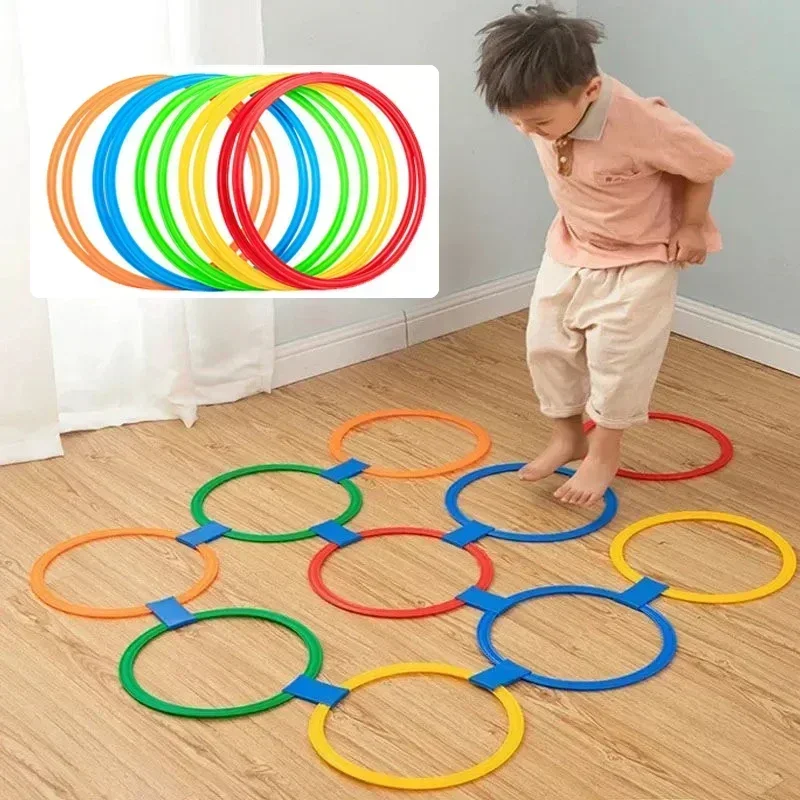 

New Outdoor Kids Funny Physical Training Sport Toys Lattice Jump Ring Set Game 10 Hoops 10 Connectors for Park Play Boys Girls