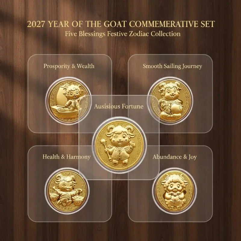Chinese Zodiac Sheep Gold Color Lamb Decoration Metal Crafts Souvenir Medal New Year Collection Gift