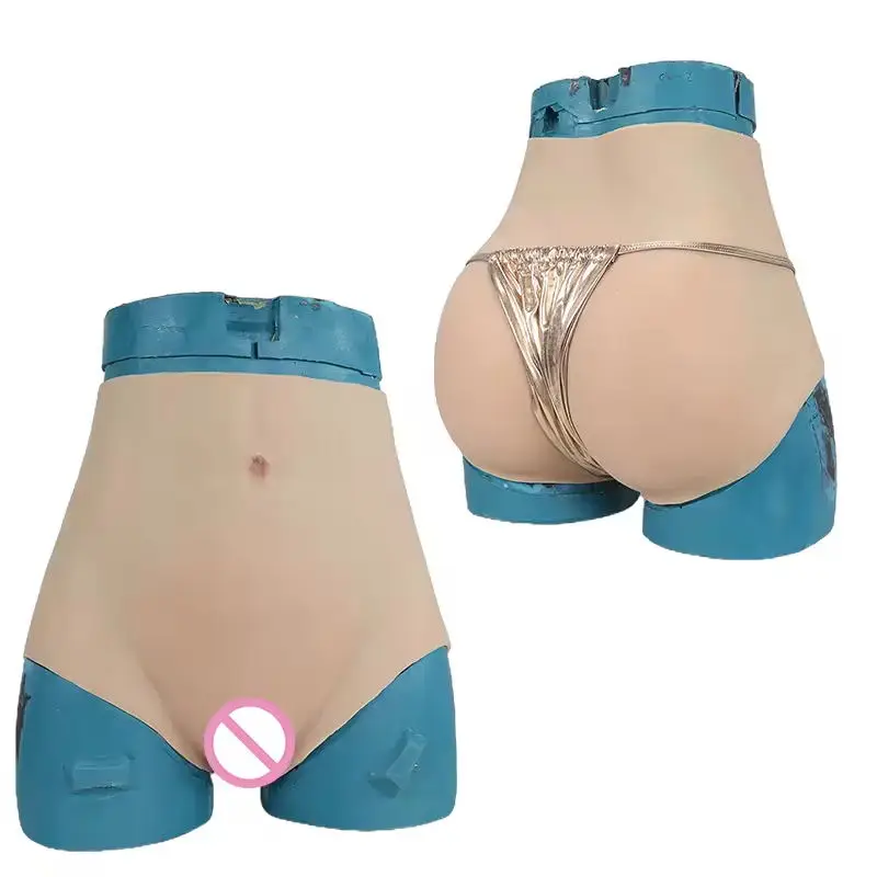 Silicone Briefs Fack Vagina Underwear for Men To Woman Artificial False Buttock Enhancer 0.8cm Panties Cosplay Transgender