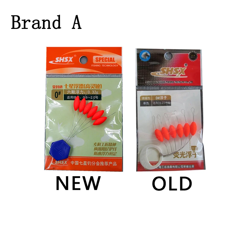 60packs/ 40 packs / lot Red Seven Star Float Night Fishing Float 6pcs/pack Oval Float Fishing Tackle Accessory B506