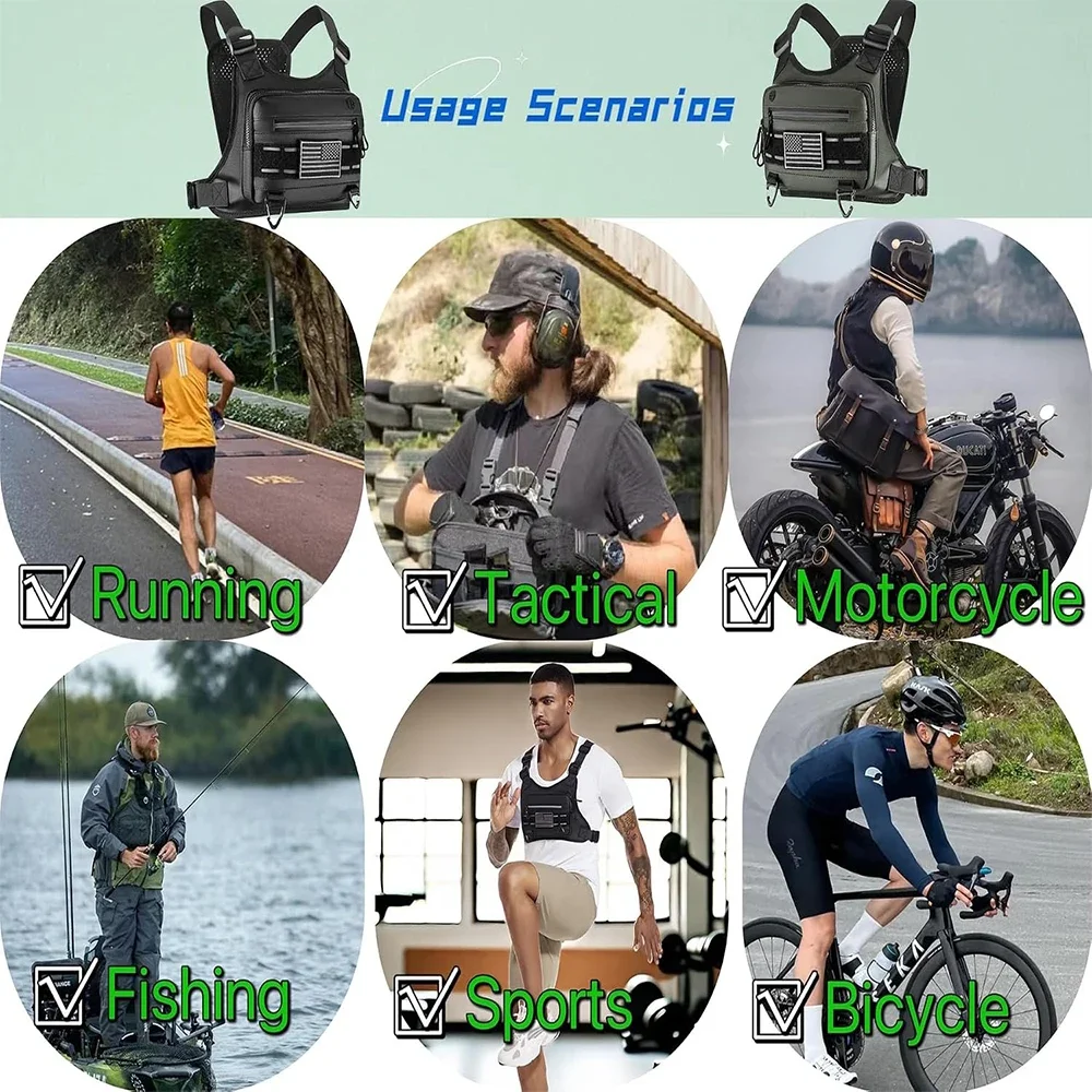Sport-Brusttasche, Brustgurt-Laufweste, wasserabweisende leichte Laufwestentasche, für Männer und Frauen zum Radfahren, Wandern, Gehen, Klettern – Detail 14