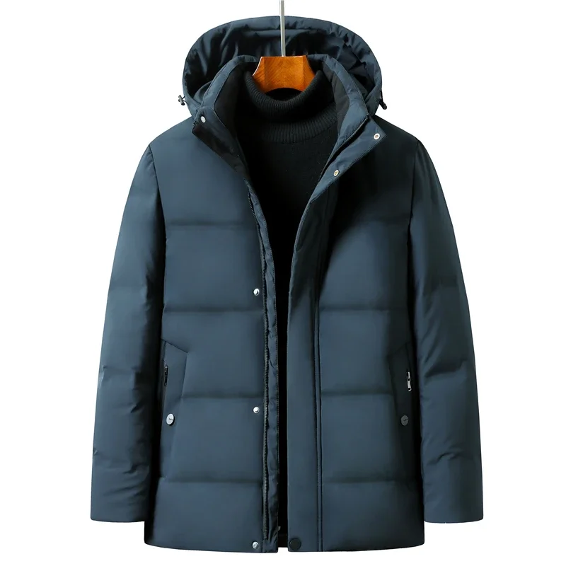 2026 Autumn/Winter New Men's Middle Aged and Elderly Hooded Down Jacket, Thickened Cold Proof and Warm Leisure Down Jacket M-5XL