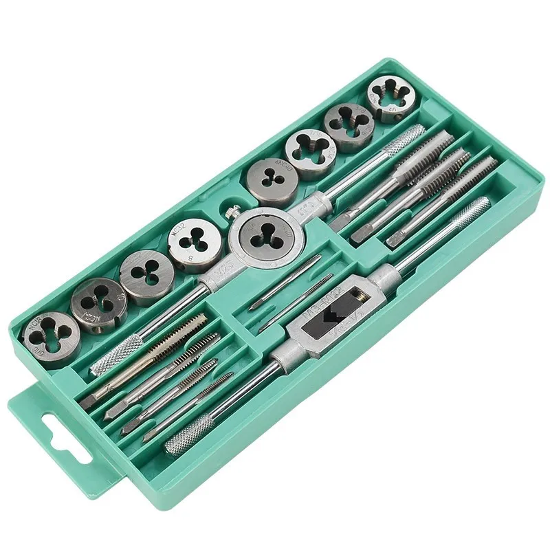 Hampton 20pcs/31pcs Metric Thread Tap And Die Set Alloy Steel Screw Tap Drill Bit M1.0-M12 Plug Taps Wrench Dies Hand Tools