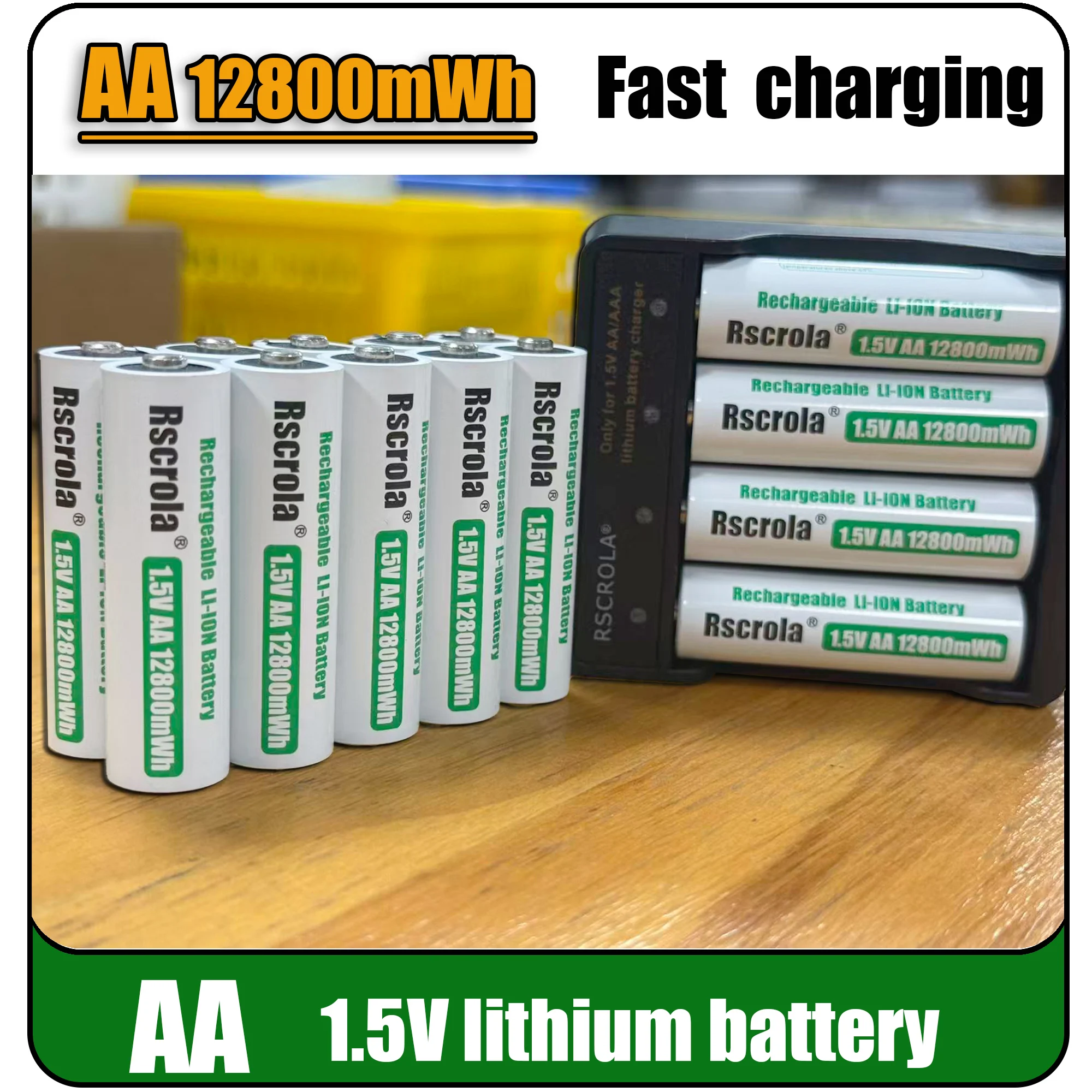 

AA 1.5V 12800mWh Rechargeable Lithium ion Battery Fast charging suitable for gamepads, keyboards and mice, microphones and more