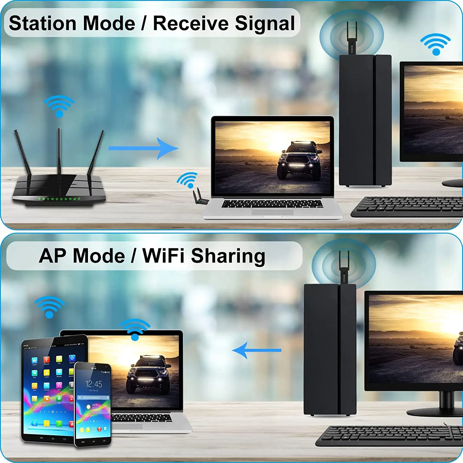 1300Mbps Adaptor WiFi USB 3.0 Dual Band 5GHz/2.4GHz Adaptor Jaringan Nirkabel 2 Antena MU-MIMO Wi-Fi Dongle untuk Windows & Mac OS