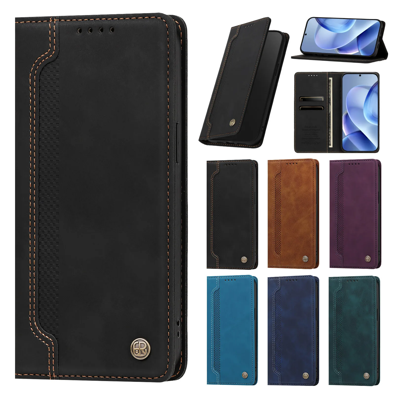 Ultra thin Flip Leather Case for ZTE Blade V80 Vita V70 Pro V60 V50 V40S Axon 60 Lite 40 SE Magnetic Closed Wallet 2 Cards Cover view 5