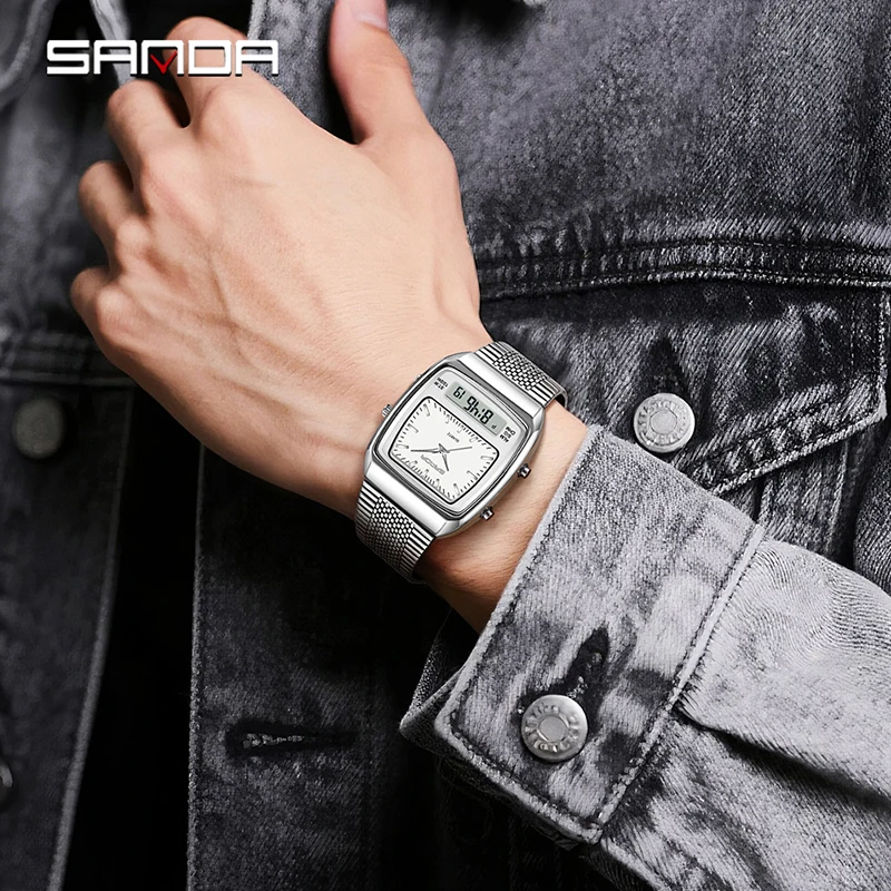 SANDA 3393 Men's Electronic Quartz Watch Fashion Multifunction