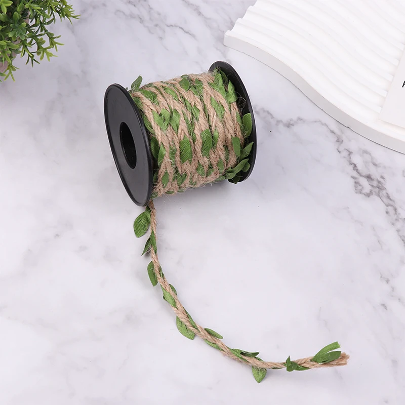 10M 5MM DIY Hemp Rope Leaves Mixed Weaving Forest Series Hemp Rope Simulation Decorative Hemp Rope DIY Background Rattan