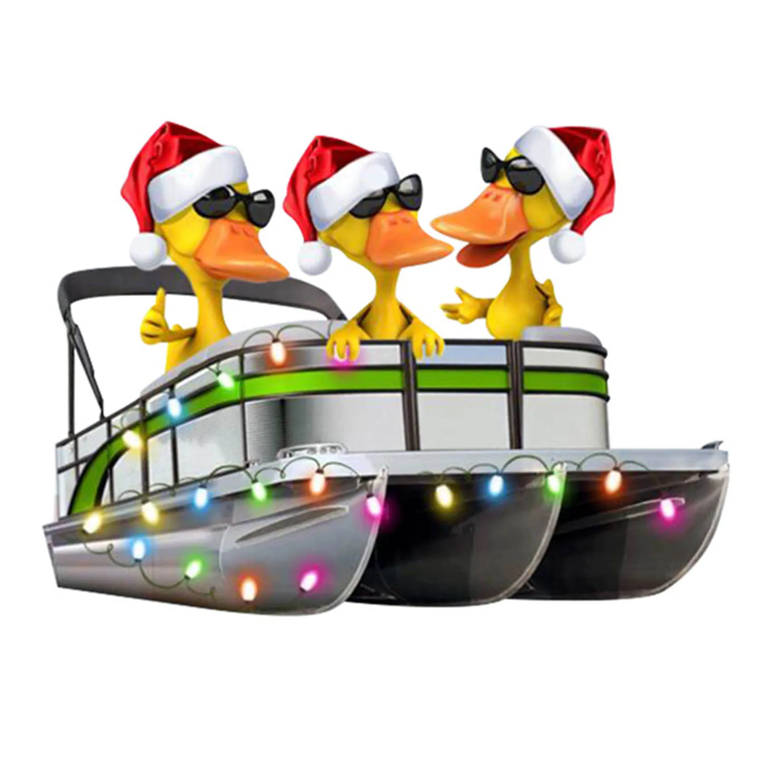 Christmas Duck Ornament Funny Duck Pontoon Boat Hanging Ornament Gift for Family and Friends