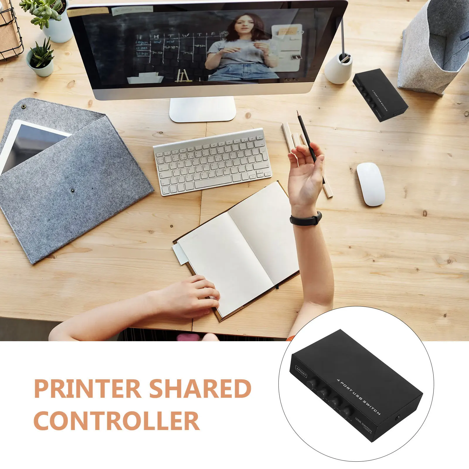 

4-Port USB 2.0 Sharing Printer Keyboard Black Button Control for Compatible 98 Me Xp USB 2.0 Sharing