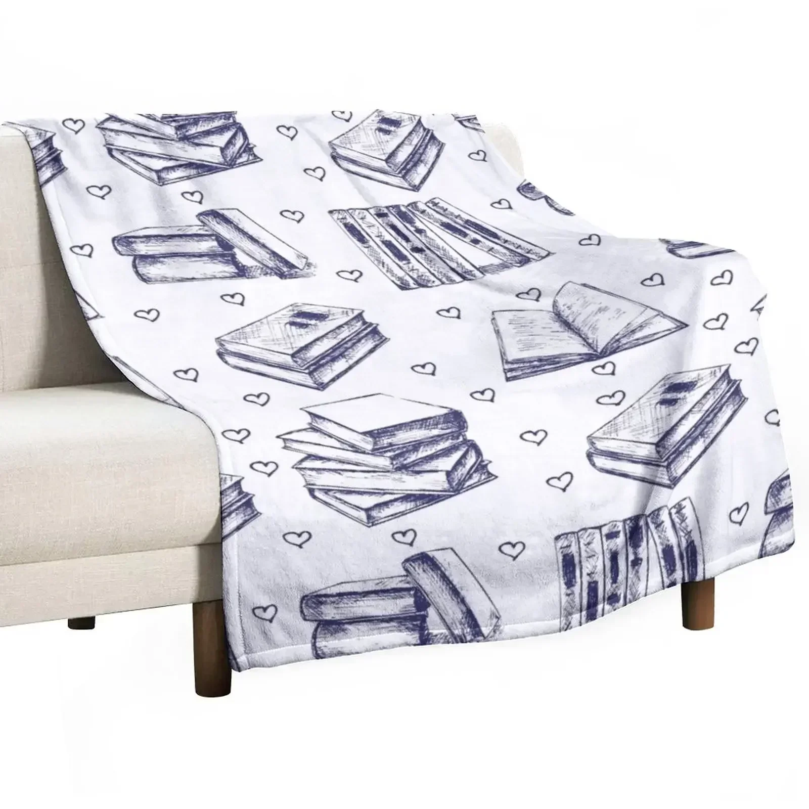 New Pattern sketchwith books. Hand drawn Throw Blanket Blankets Sofas Of Decoration Hair Blankets For Sofas Sofas Baby Blankets
