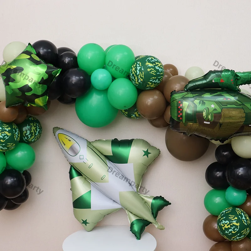 110pcs Camouflage Military Balloons Garland Arch Set Boy 1st Birthday Party Baby Shower Baptism Christening Decorations Supplies