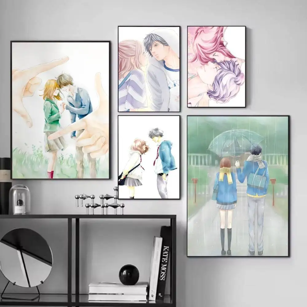 Cartoon Anime A-Ao Haru Ride Manga posters Self-adhesive Paper Print Home Living Room Bedroom Entrance Bar Cafe Art