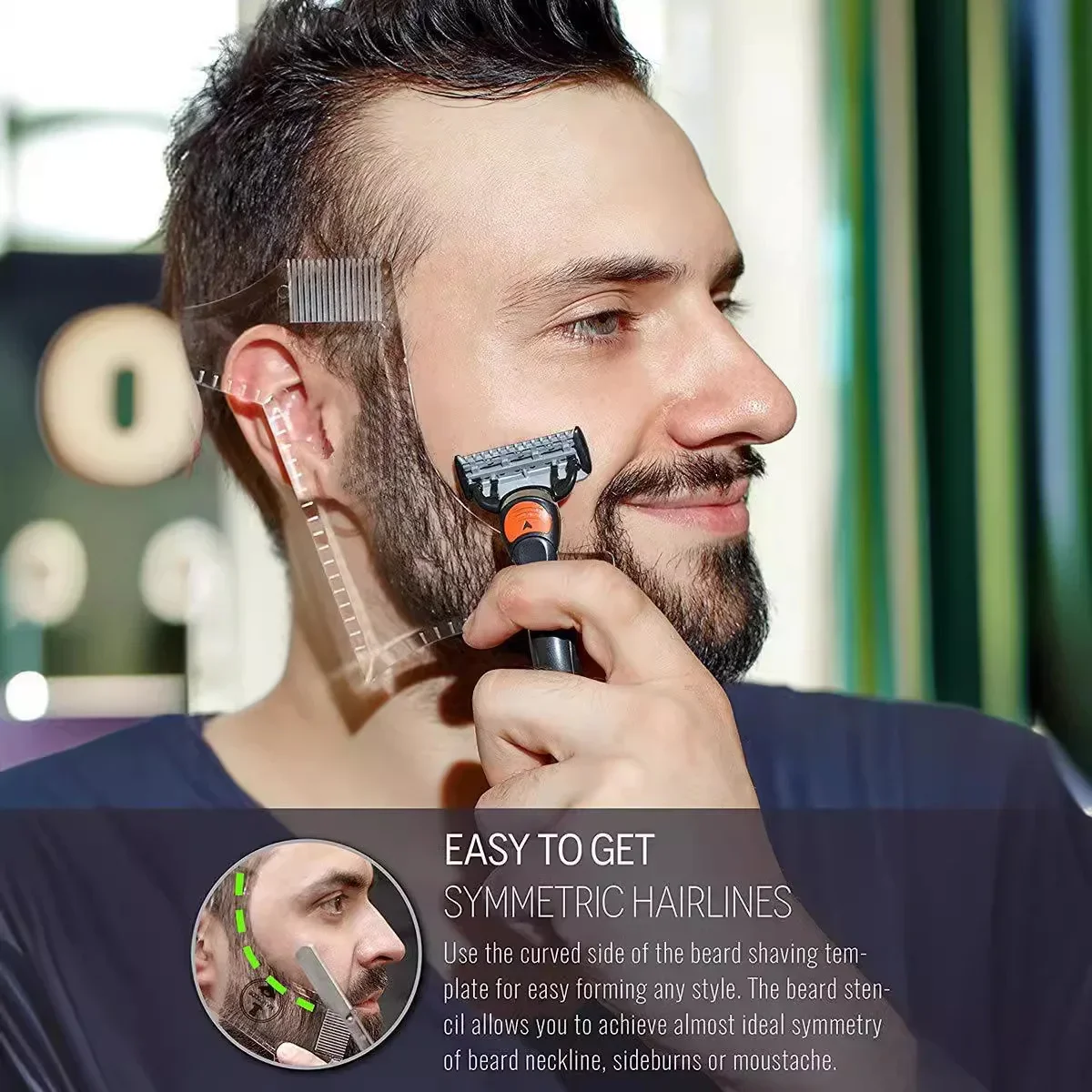 Men Beard Styling Template Stencil Beard Comb for Men Lightweight and Flexible Fits All-In-One Tool Beard Shaping Tool