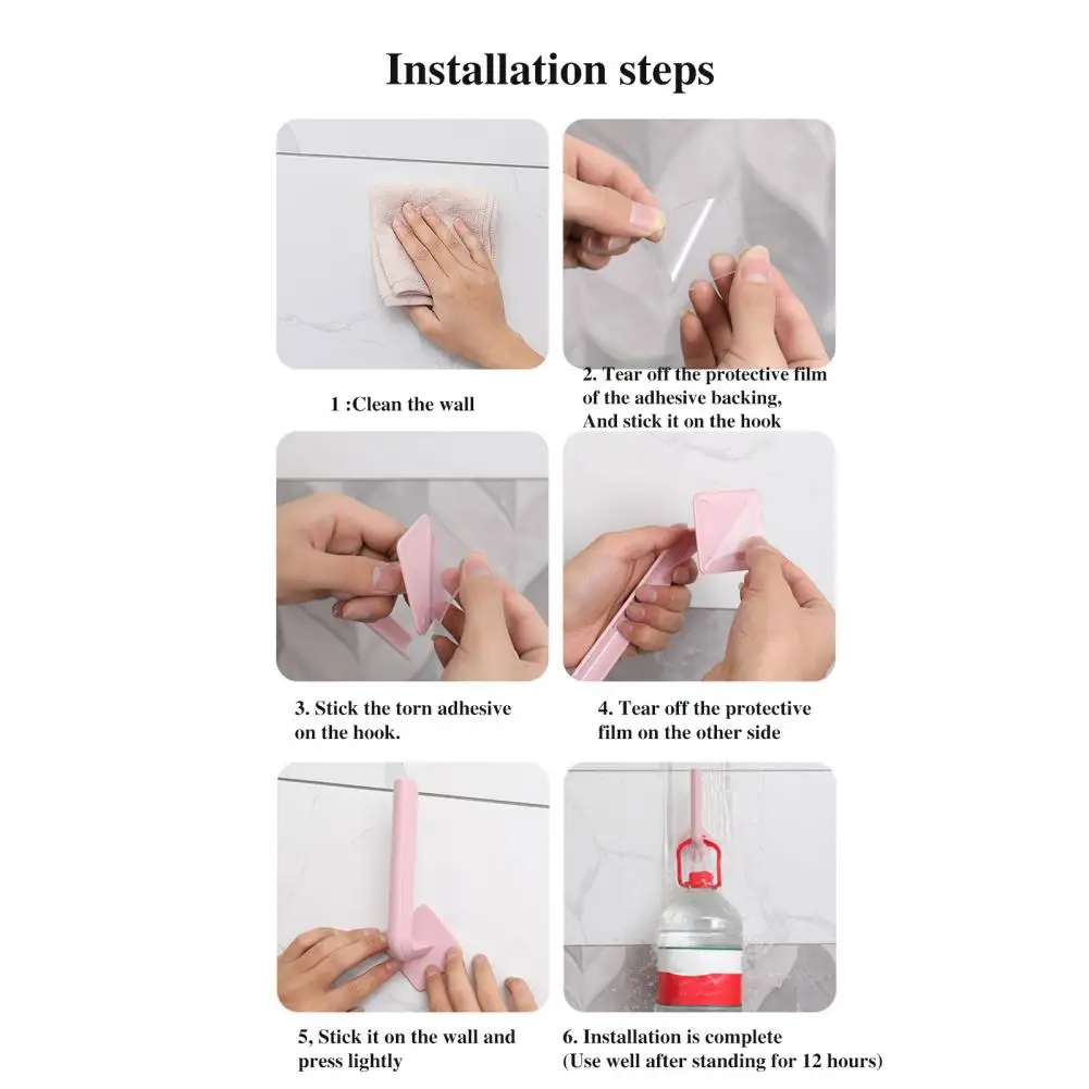 Wall Hook for Bags Door Handle Hook 3pcs Wall Hooks Set Strong Load-bearing Waterproof L-shaped Hangers Traceless Bathroom
