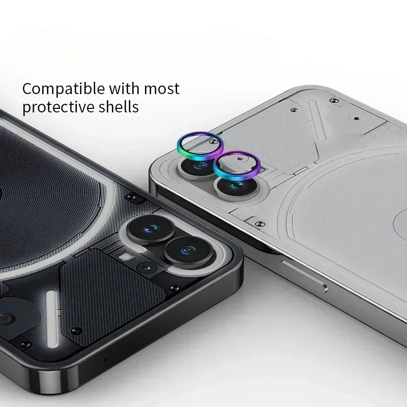 Juego de película protectora para lente de teléfono, protectores de cámara de anillo de Metal para nada, tapas de vidrio para lente de teléfono 2 y 1, 1 Juego