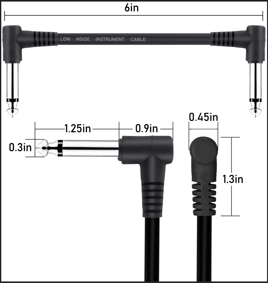1 قطعة/6 قطعة 6 بوصة تأثير الغيتار دواسة كابل ربط خط 6.35 مللي متر 1/4 بوصة كابل الصوت 6 بوصة الزاوية اليمنى الحبل الأسلاك النحاسية